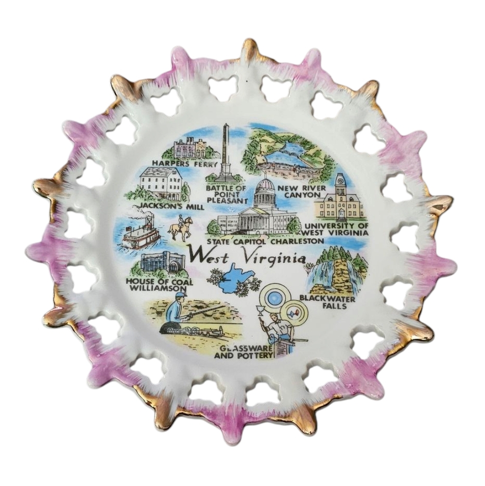 Vintage - West Virginia Souvenir Decorative Plate Made In Japan